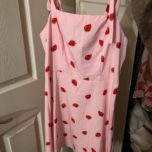 Shein Pink Dress with Red Strawberries, Summer Dress